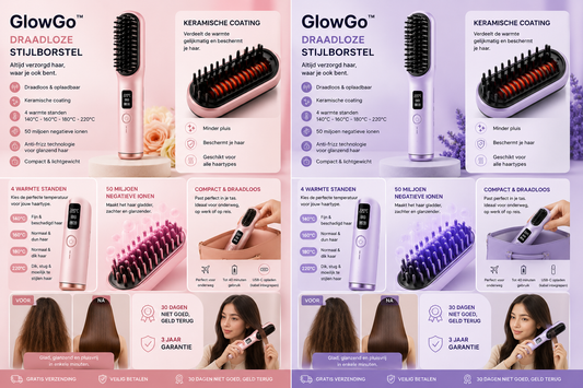 GlowGo™ Draadloze Stijlborstel – Keramische Haarborstel